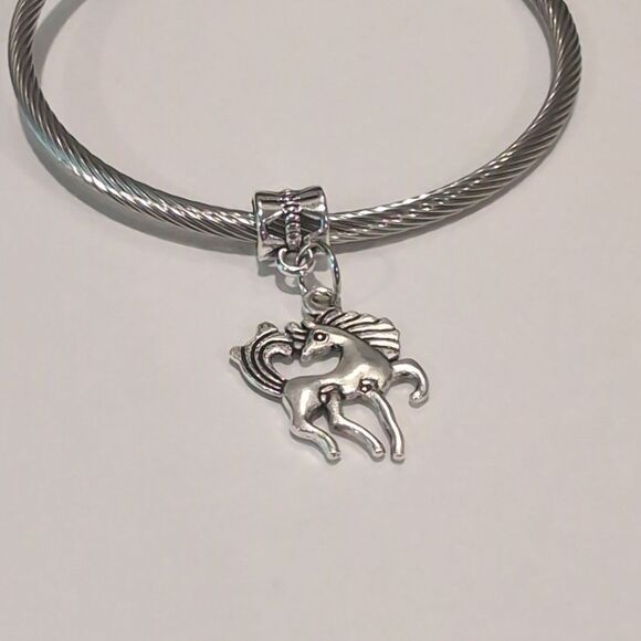 Silver Horse Dangle Charm for Pandora‎ Style Bracelet - Picture 1 of 5